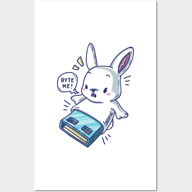 Cute rabbit flashdive saying "Byte me" Wall Art by SPIRIMAL